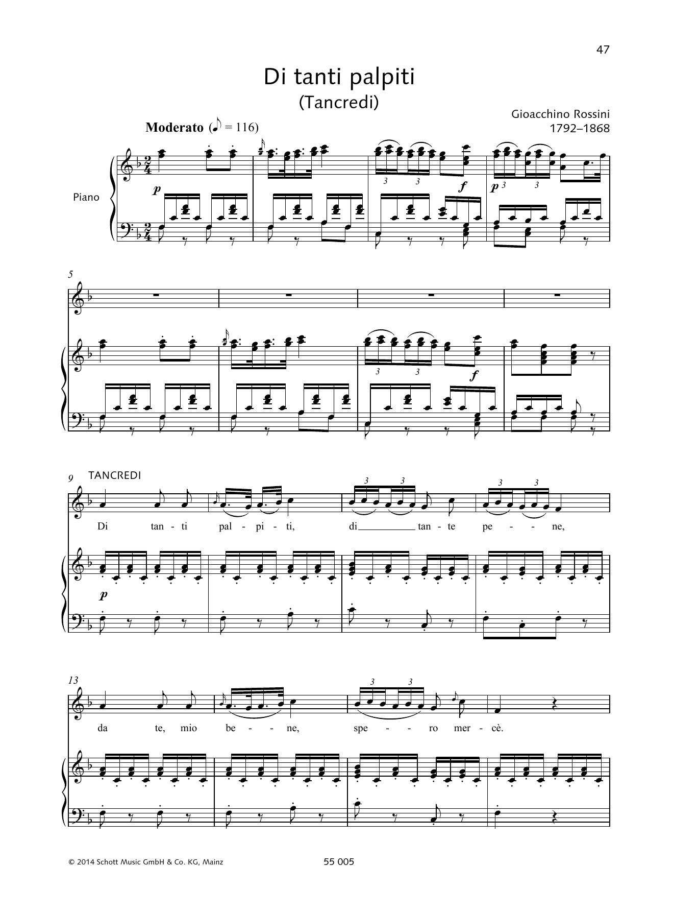 Download Francesca Licciarda Di tanti palpiti Sheet Music and learn how to play Piano & Vocal PDF digital score in minutes