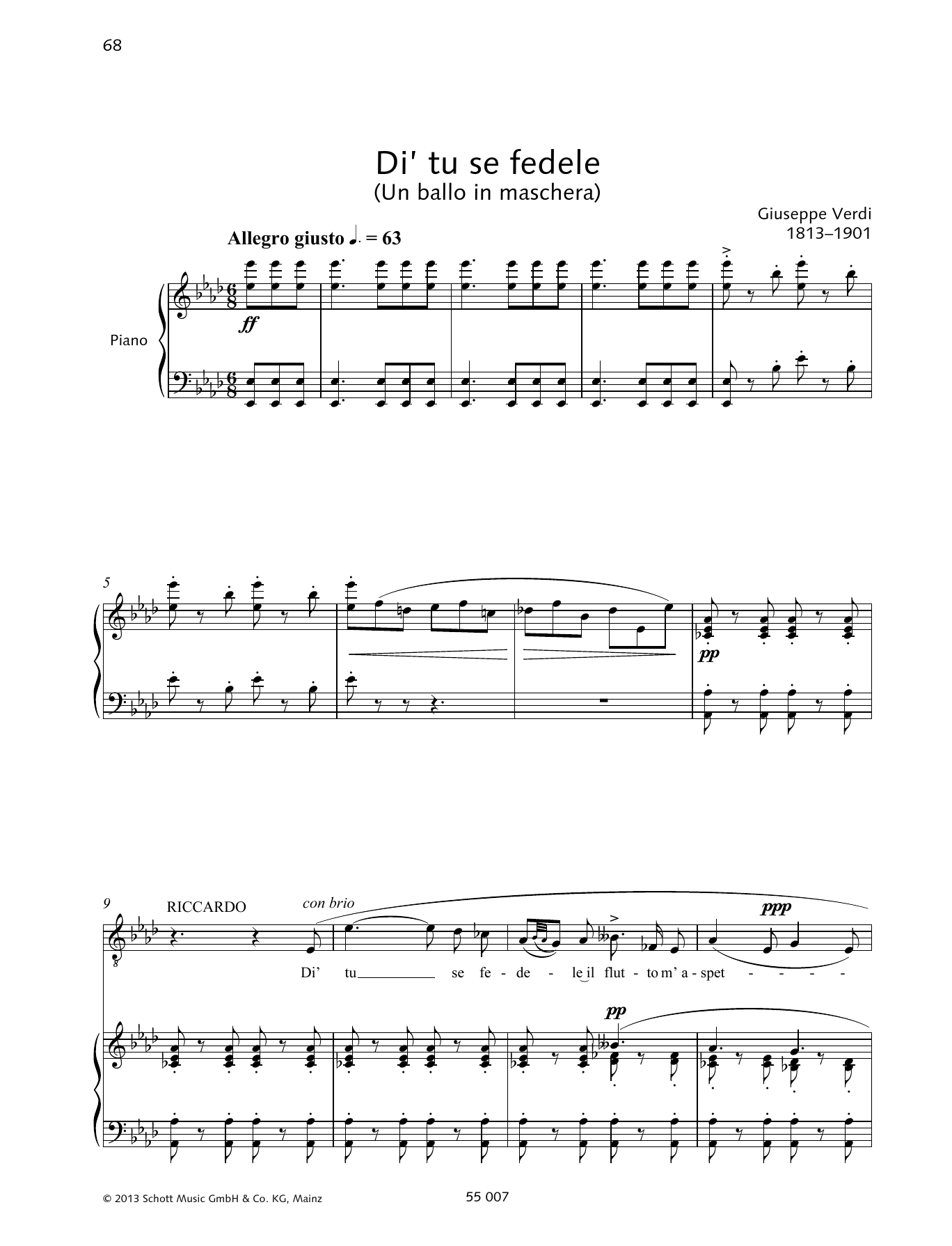 Download Francesca Licciarda Di' tu se fedele Sheet Music and learn how to play Piano & Vocal PDF digital score in minutes