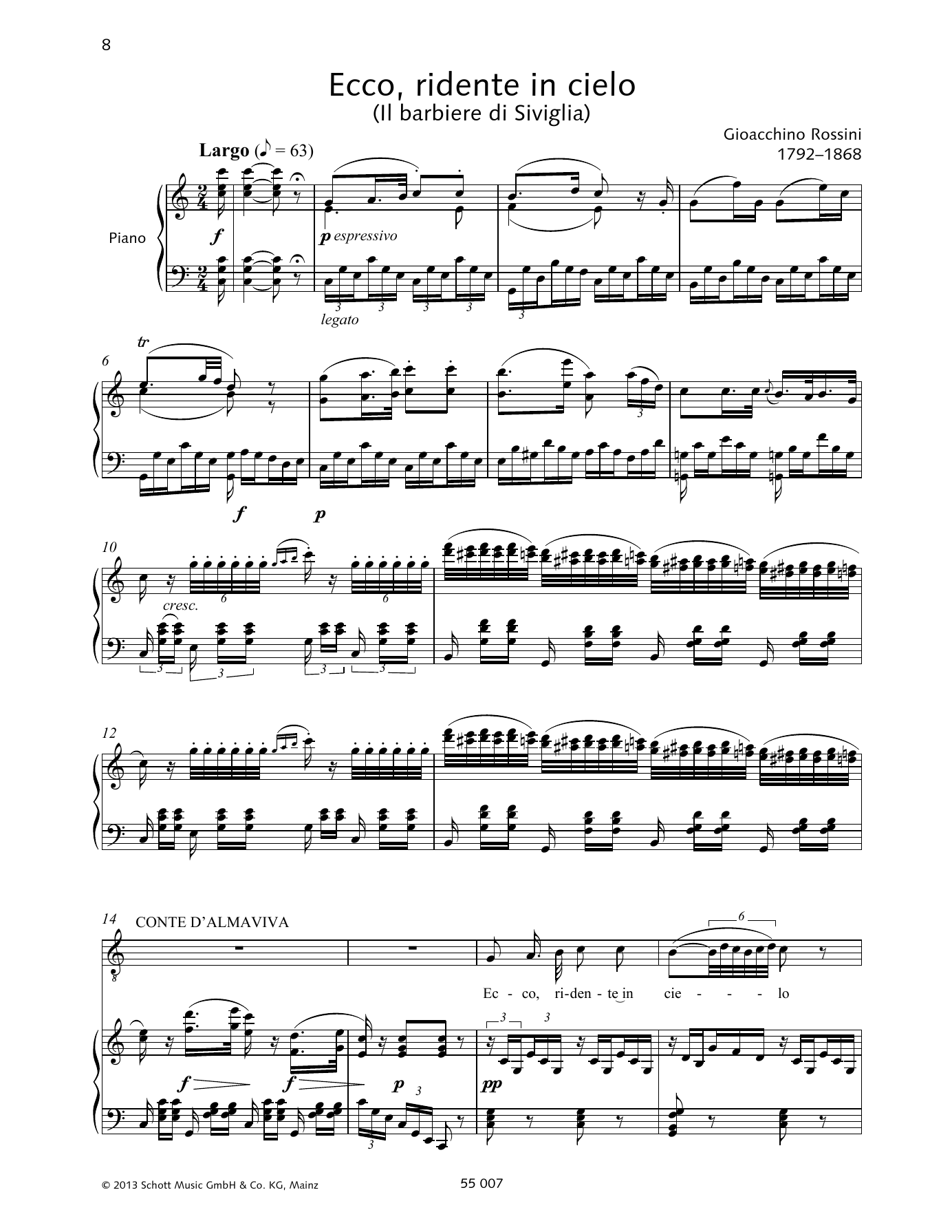 Download Francesca Licciarda Ecco ridente in cielo Sheet Music and learn how to play Piano & Vocal PDF digital score in minutes