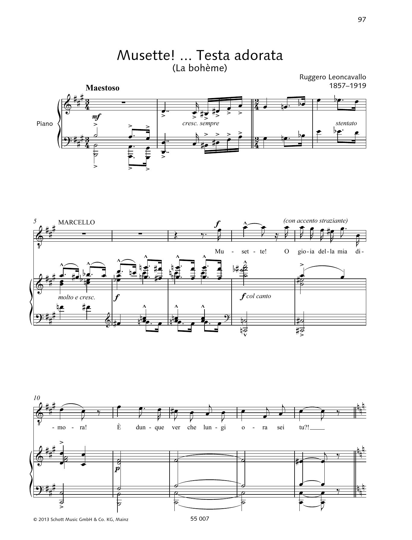 Download Francesca Licciarda Musette! ... Testa adorata Sheet Music and learn how to play Piano & Vocal PDF digital score in minutes