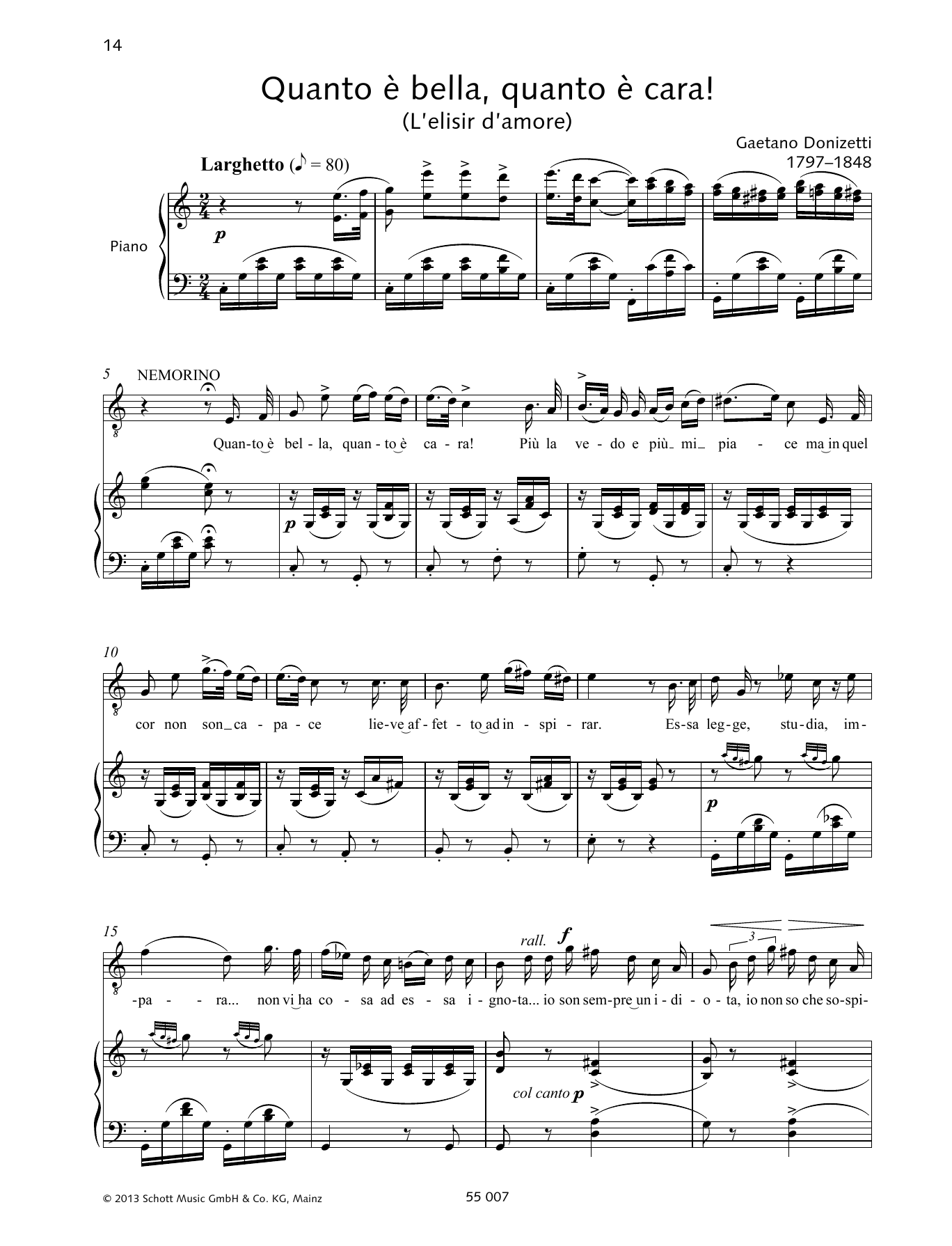 Download Francesca Licciarda Quanto è bella, quanto è cara! Sheet Music and learn how to play Piano & Vocal PDF digital score in minutes