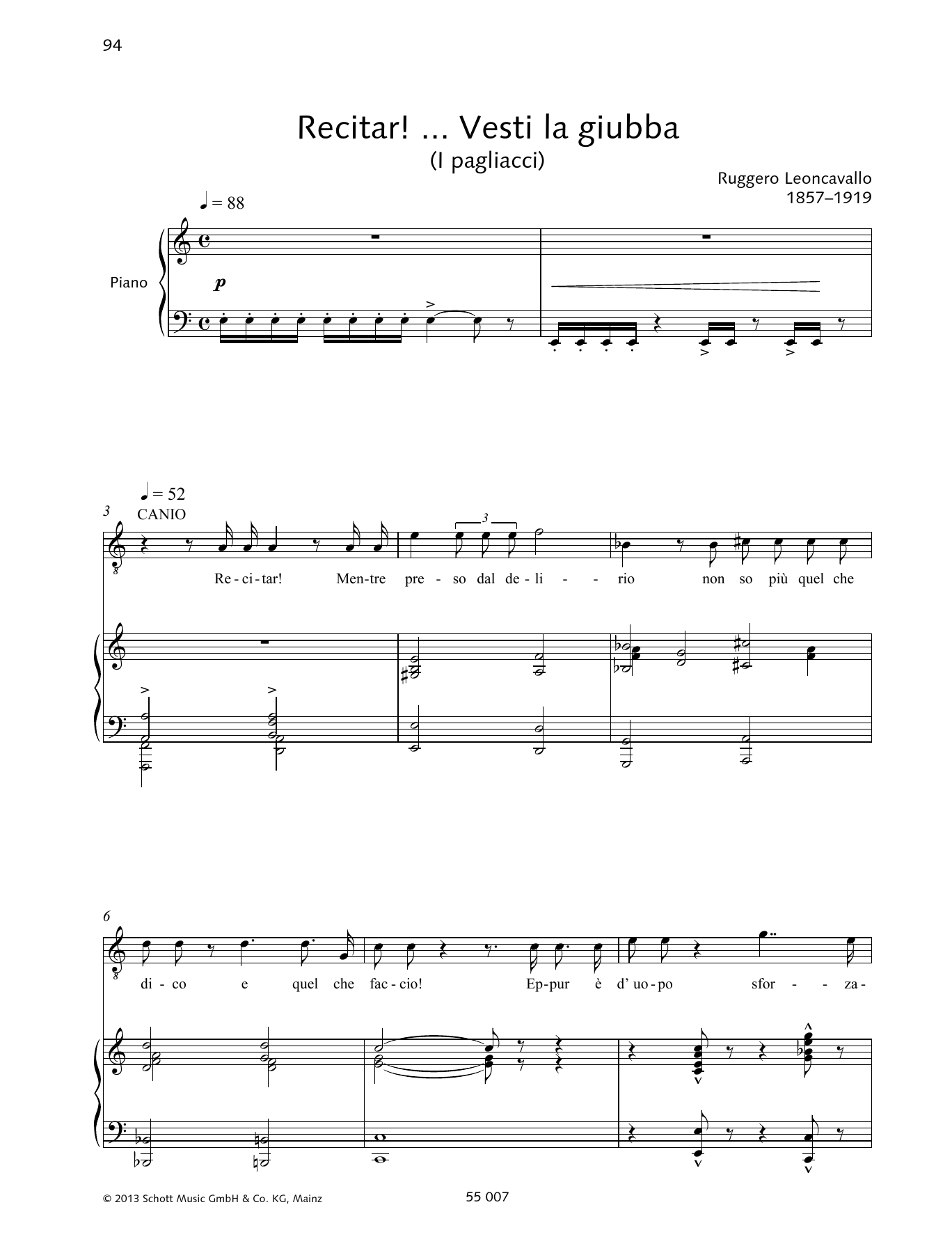 Download Francesca Licciarda Recitar! ... Vesti la giubba Sheet Music and learn how to play Piano & Vocal PDF digital score in minutes