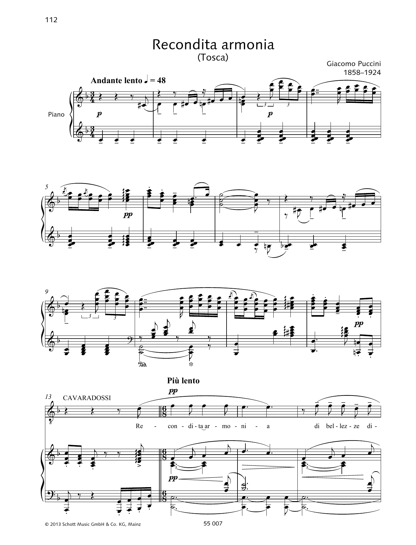 Download Francesca Licciarda Recondita Armonia Sheet Music and learn how to play Piano & Vocal PDF digital score in minutes