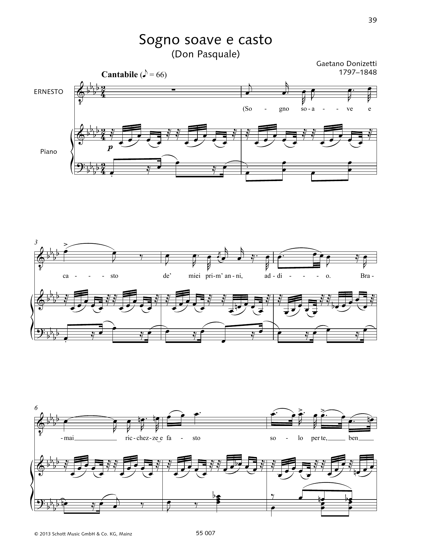 Download Francesca Licciarda Sogno soave e casto Sheet Music and learn how to play Piano & Vocal PDF digital score in minutes