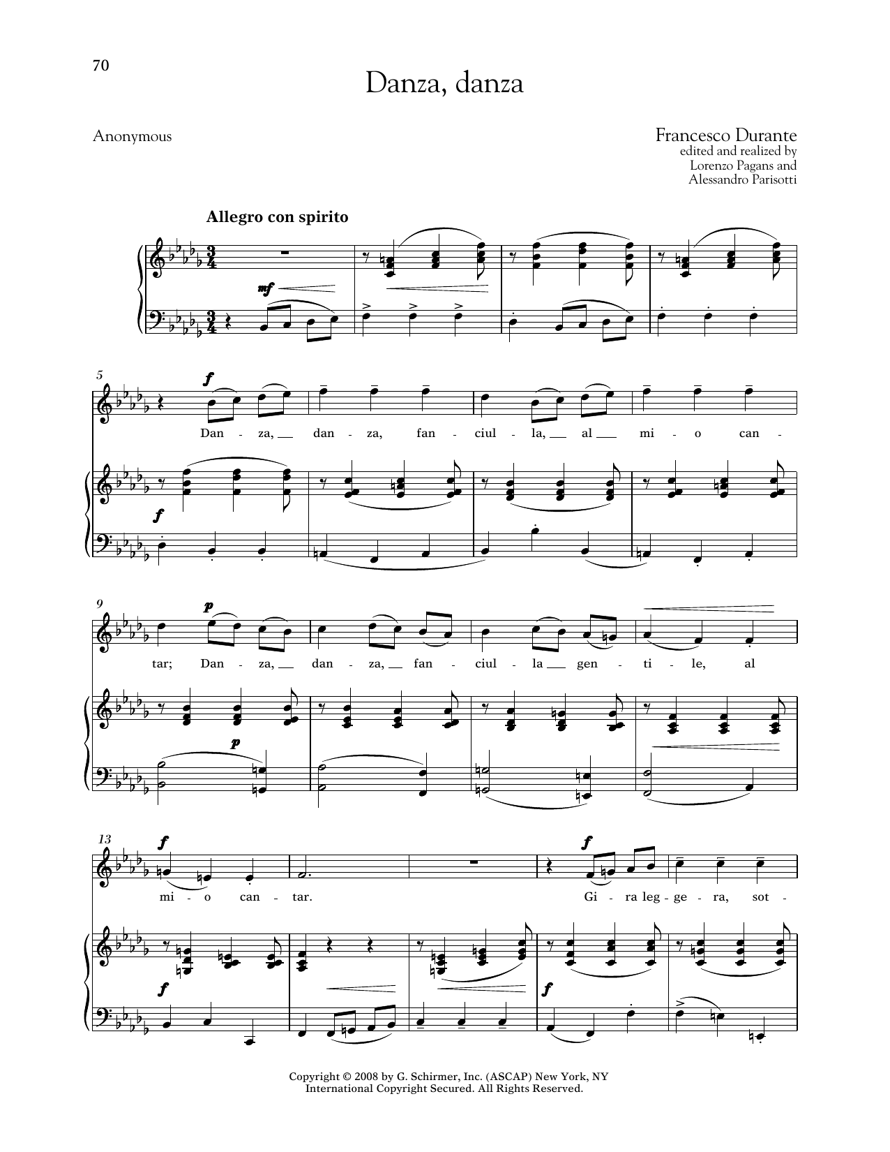 Download Francesco Durante Danza, Danza (Medium High Voice) Sheet Music and learn how to play Piano & Vocal PDF digital score in minutes