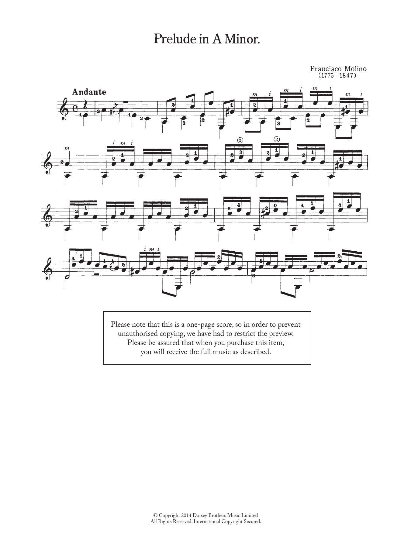 Download Francesco Molino Prelude In A Minor Sheet Music and learn how to play Guitar PDF digital score in minutes