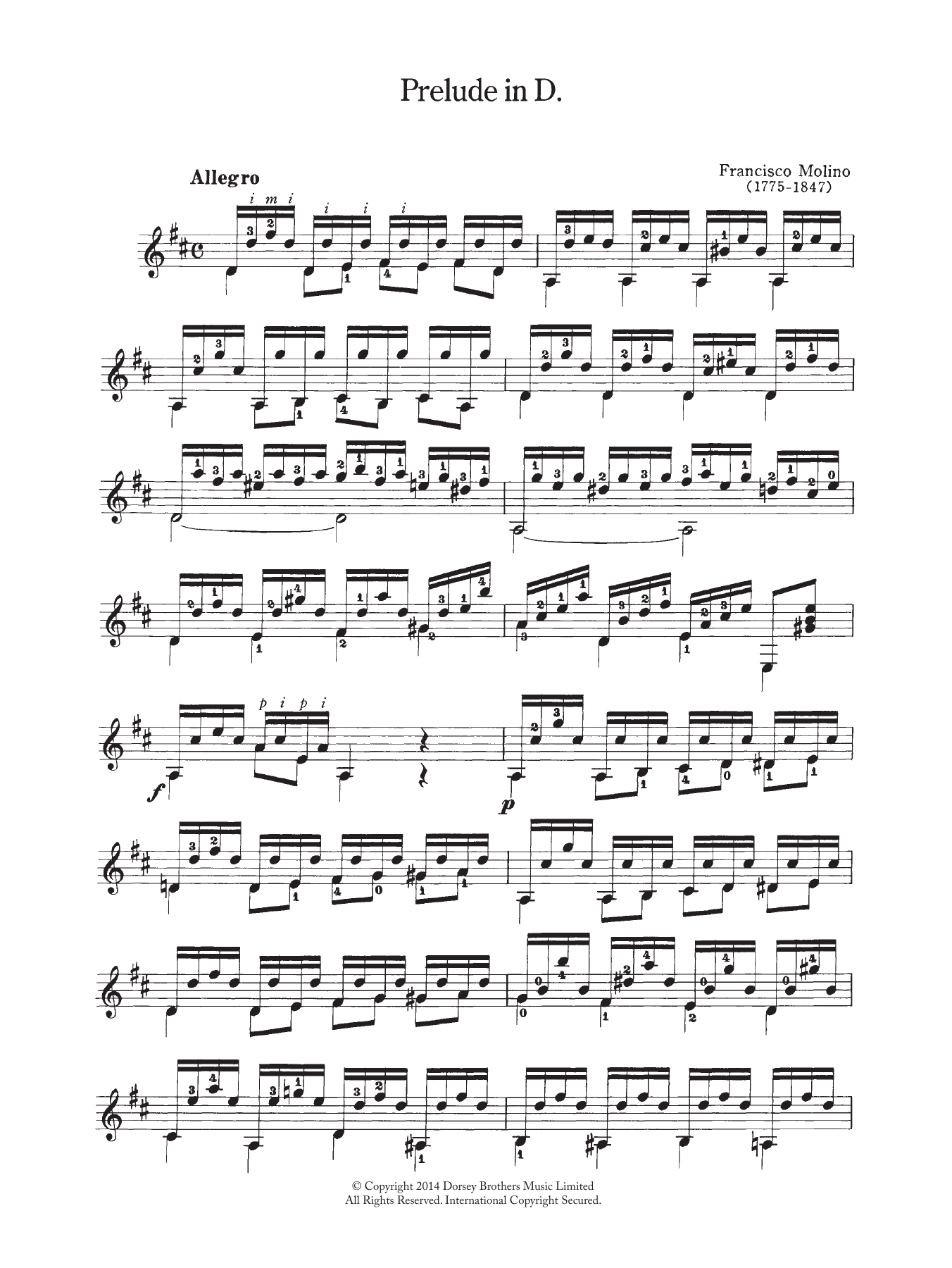 Download Francesco Molino Prelude In D Sheet Music and learn how to play Guitar PDF digital score in minutes