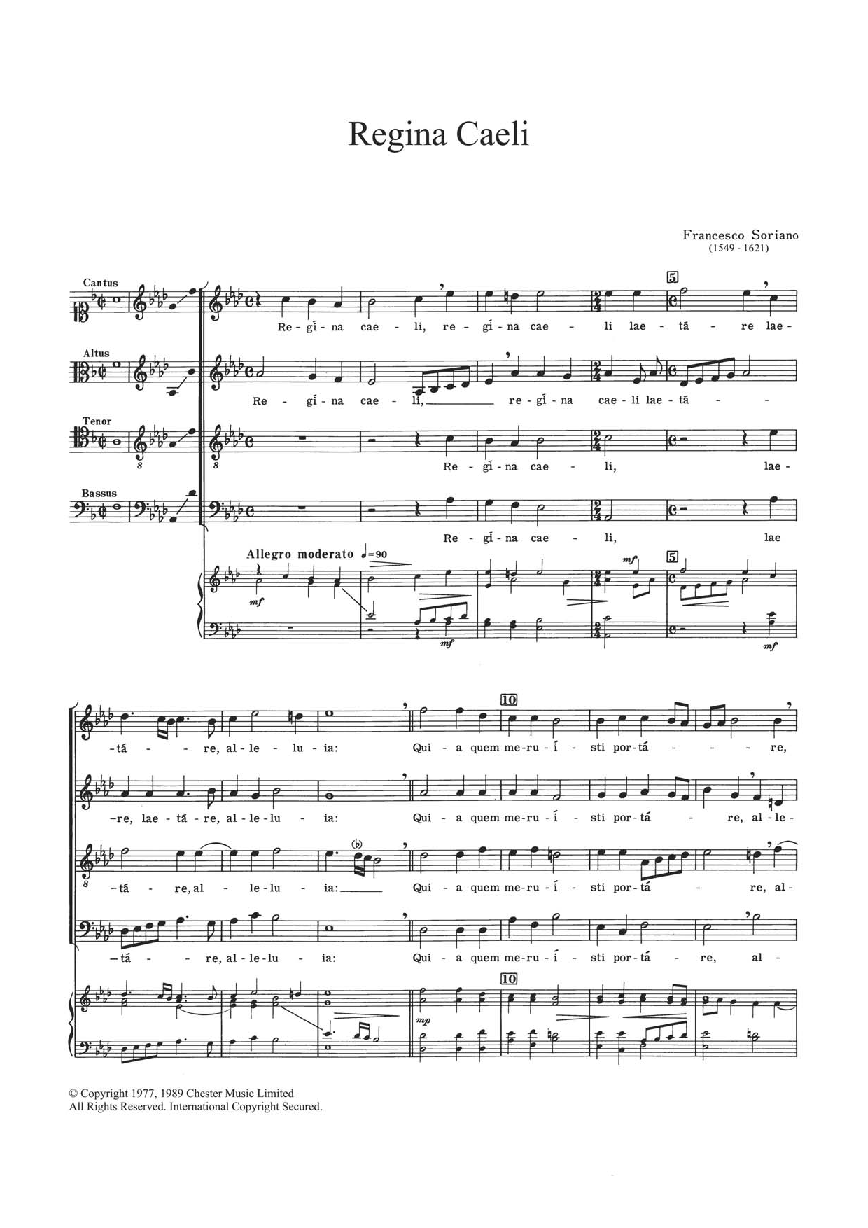 Download Francesco Soriano Regina Caeli Sheet Music and learn how to play Choir PDF digital score in minutes