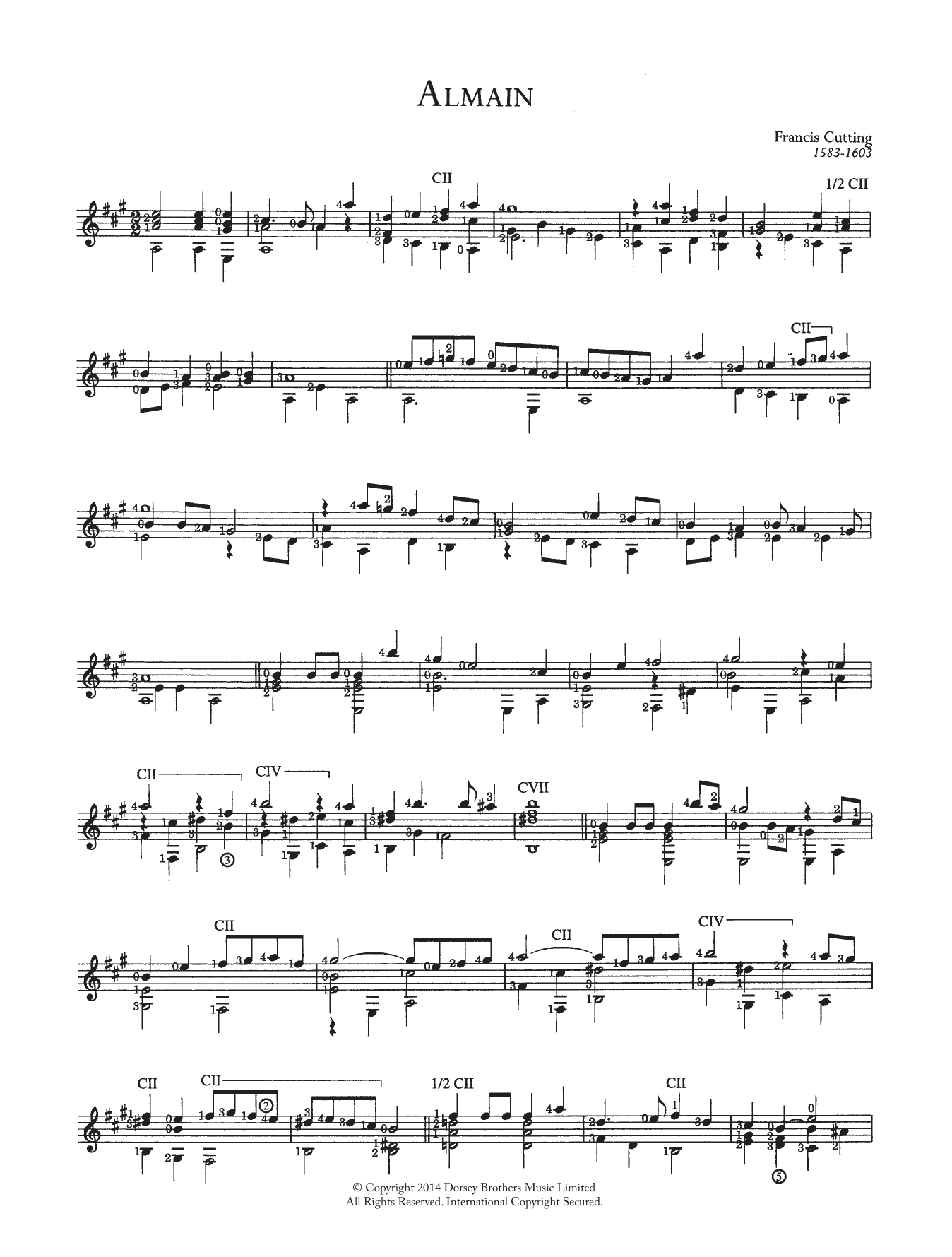 Download Francis Cutting Almain Sheet Music and learn how to play Guitar PDF digital score in minutes