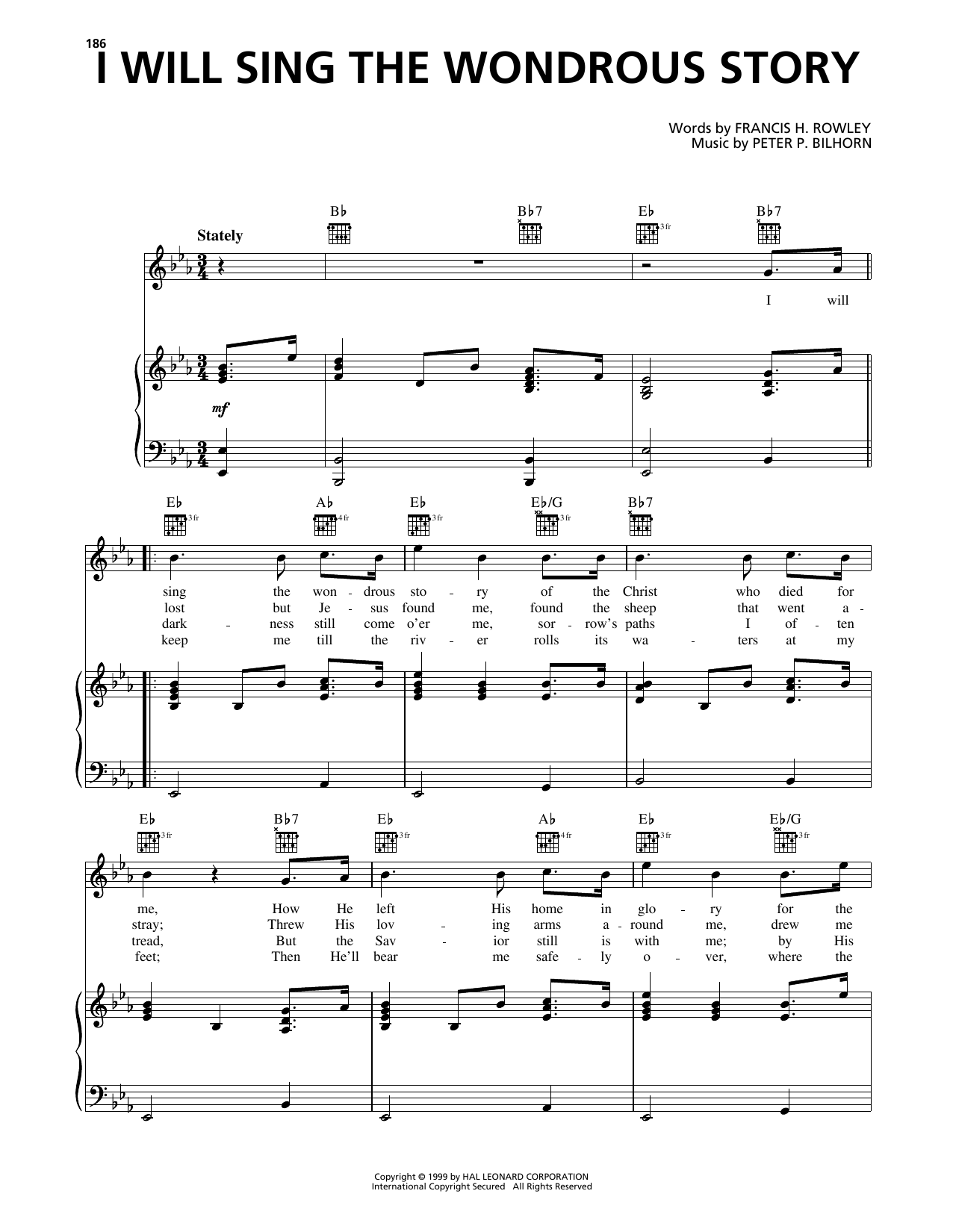 Download Francis H. Rowley I Will Sing The Wondrous Story Sheet Music and learn how to play Piano, Vocal & Guitar Chords (Right-Hand Melody) PDF digital score in minutes