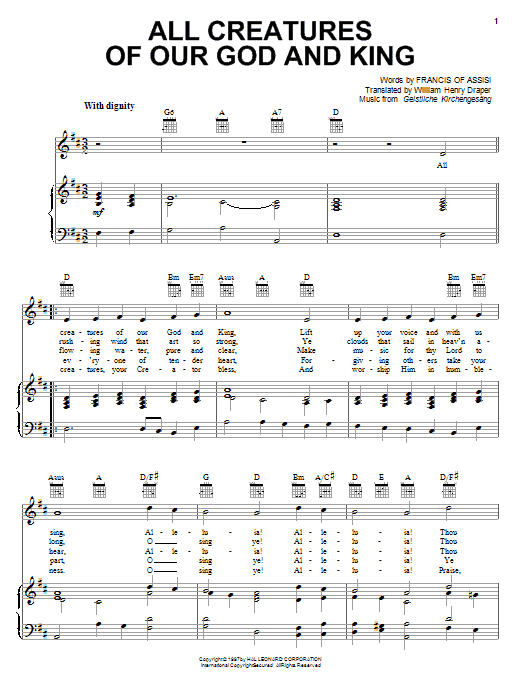 Download Francis Of Assisi All Creatures Of Our God And King Sheet Music and learn how to play Ukulele PDF digital score in minutes