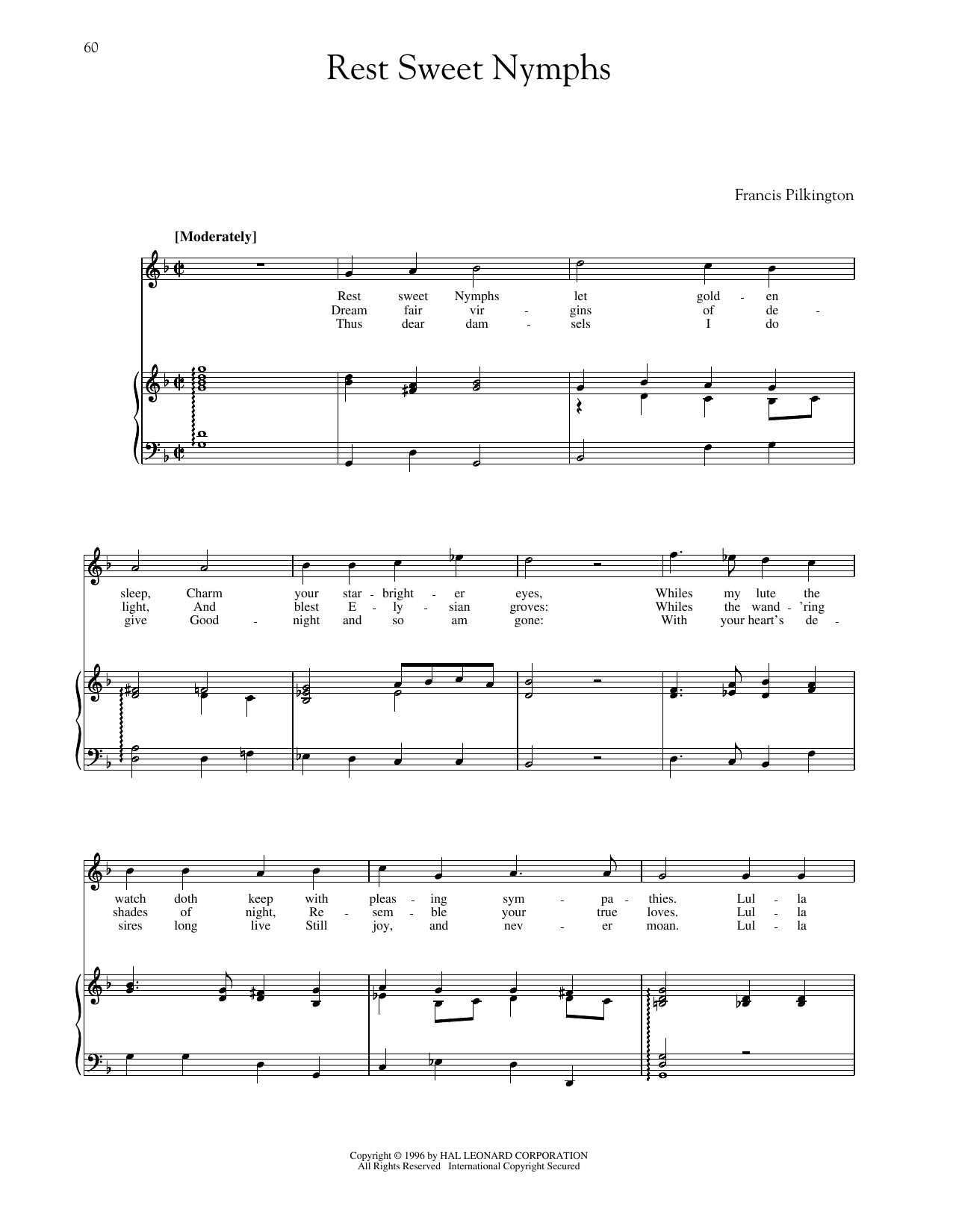 Download Francis Pilkington Rest, Sweet Nymphs Sheet Music and learn how to play Piano & Vocal PDF digital score in minutes