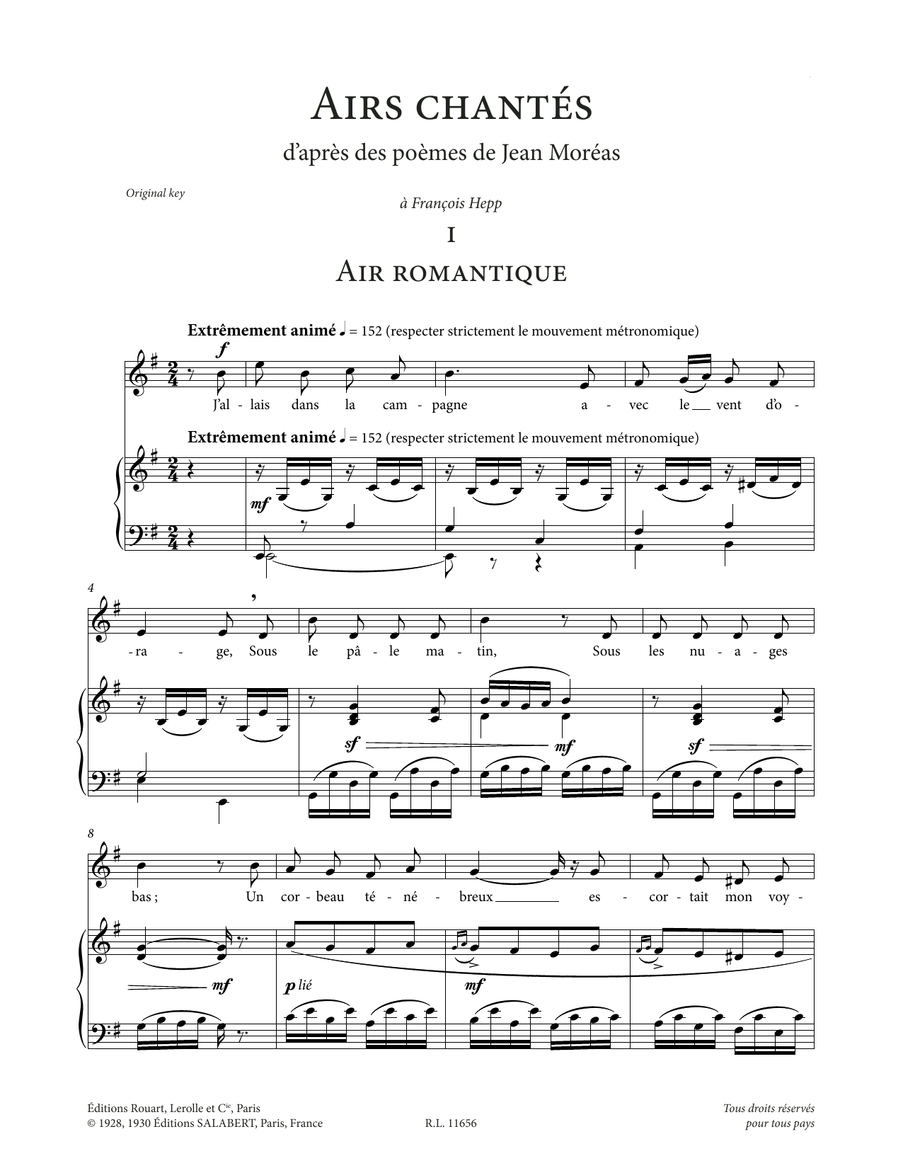Download Francis Poulenc Airs chantés (High Voice) Sheet Music and learn how to play Piano & Vocal PDF digital score in minutes