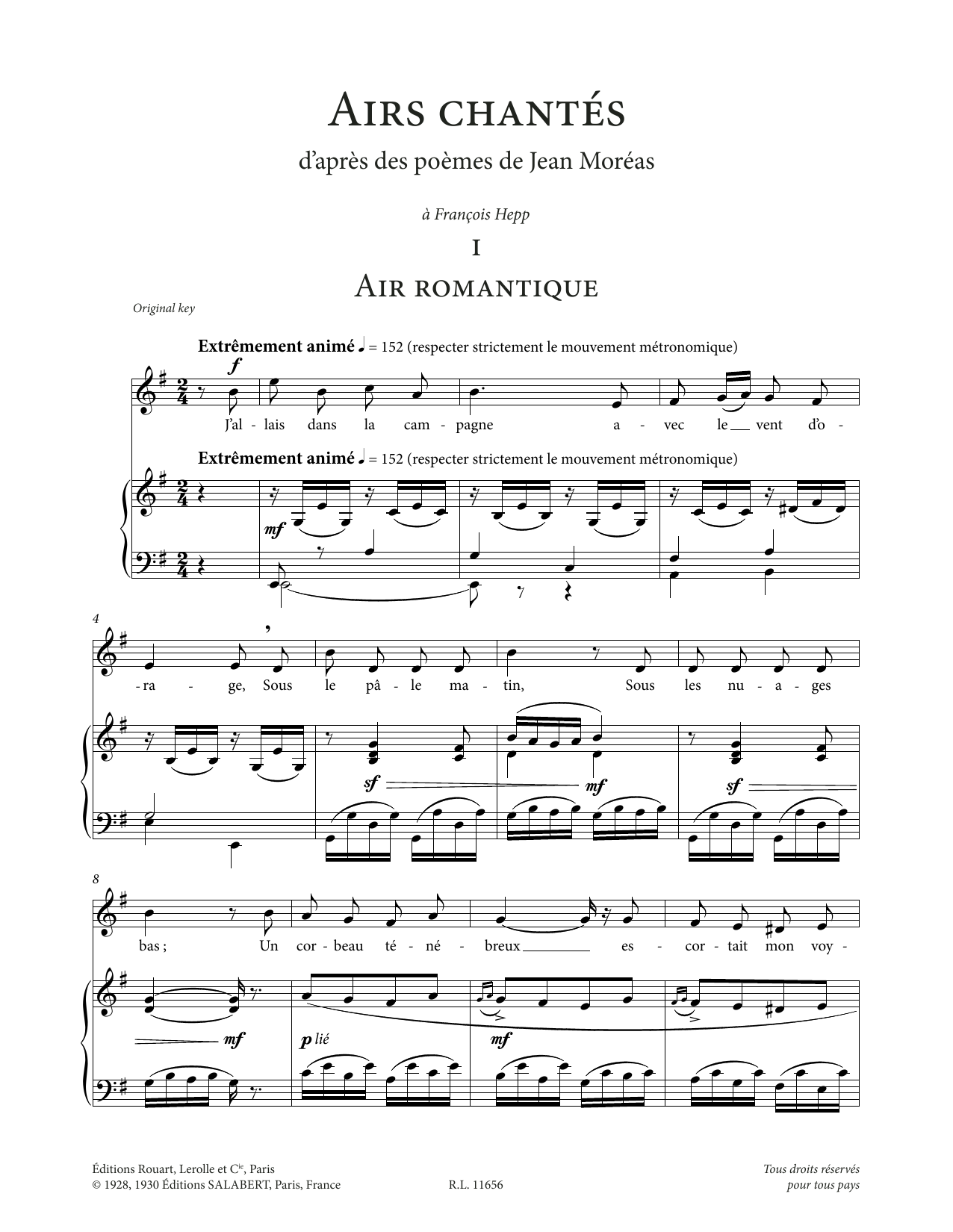 Download Francis Poulenc Airs chantés (Low Voice) Sheet Music and learn how to play Piano & Vocal PDF digital score in minutes