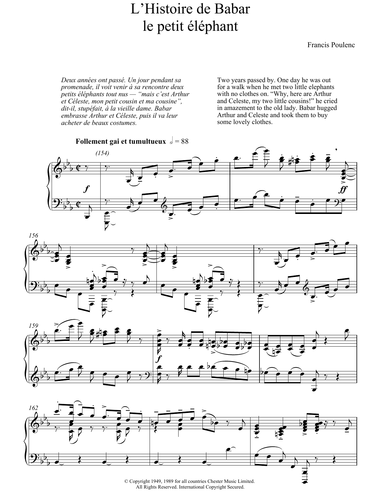 Download Francis Poulenc L'Histoire De Babar Sheet Music and learn how to play Piano PDF digital score in minutes