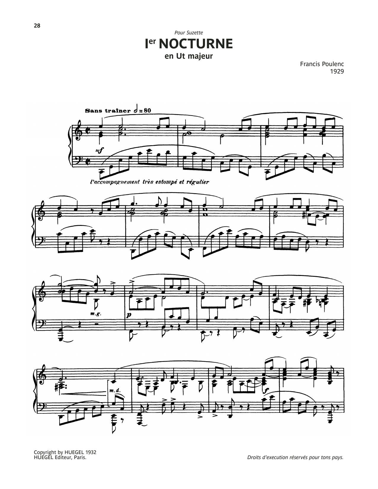 Download Francis Poulenc Nocturne No. 1 Sheet Music and learn how to play Piano Solo PDF digital score in minutes