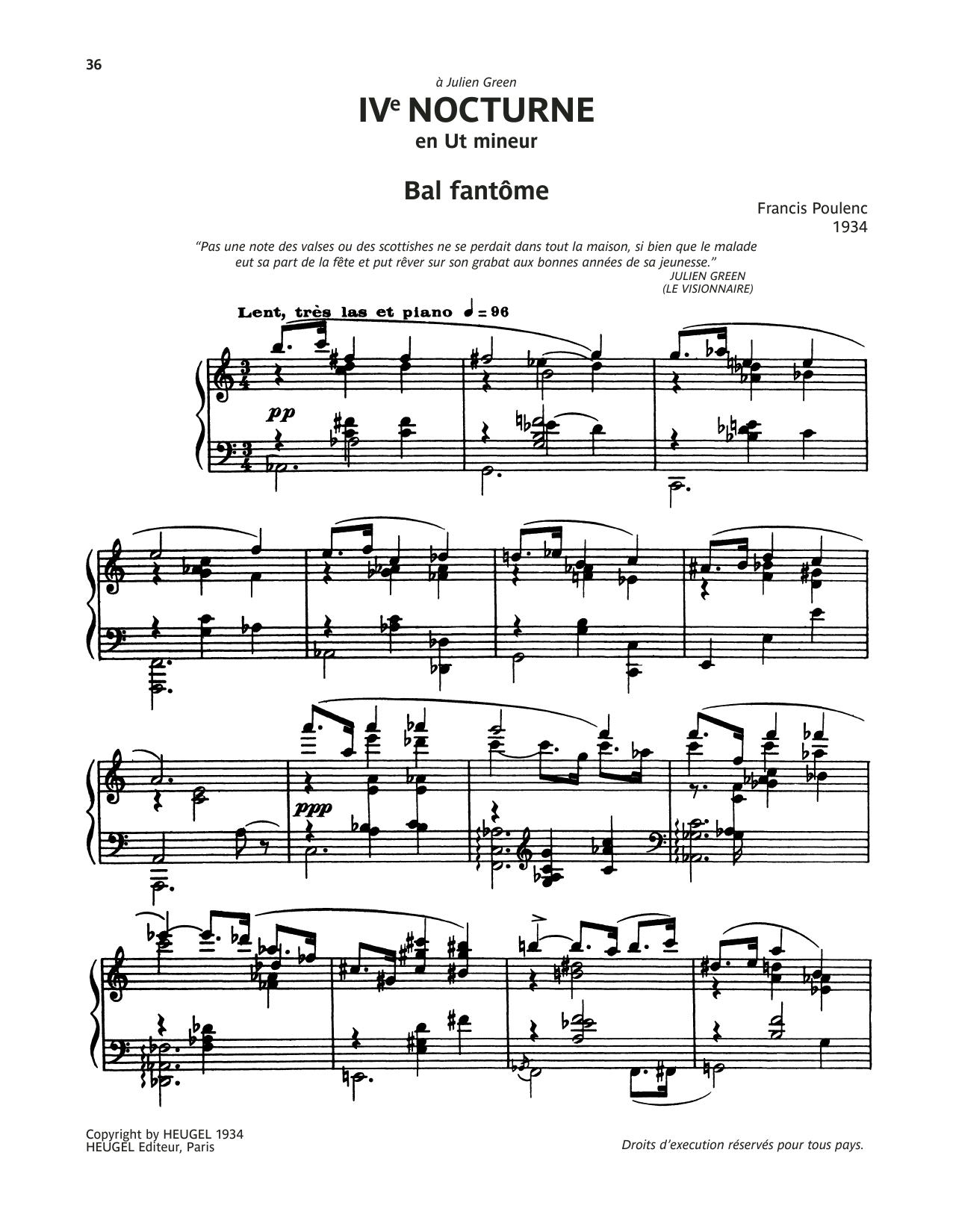 Download Francis Poulenc Nocturne No. 4 (Bal Fantome) Sheet Music and learn how to play Piano Solo PDF digital score in minutes