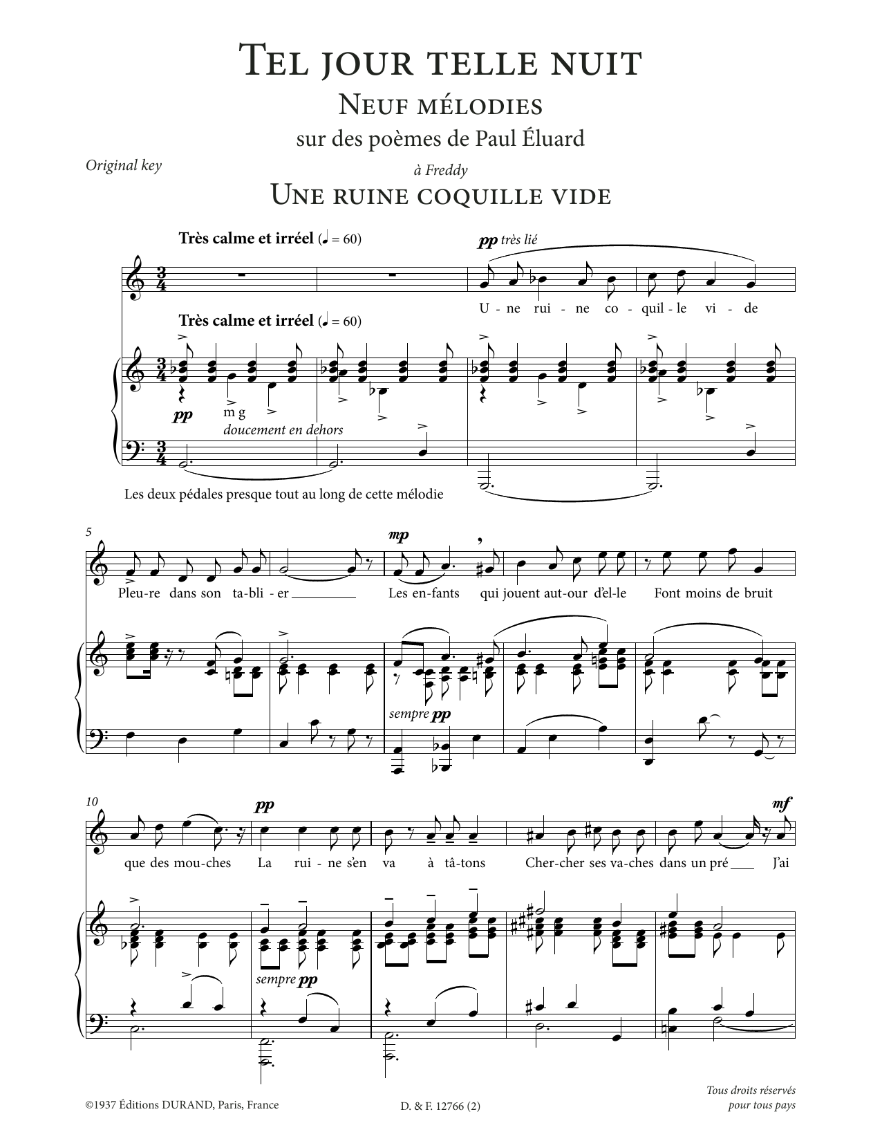 Download Francis Poulenc Une ruine coquille vide (High Voice) Sheet Music and learn how to play Piano & Vocal PDF digital score in minutes