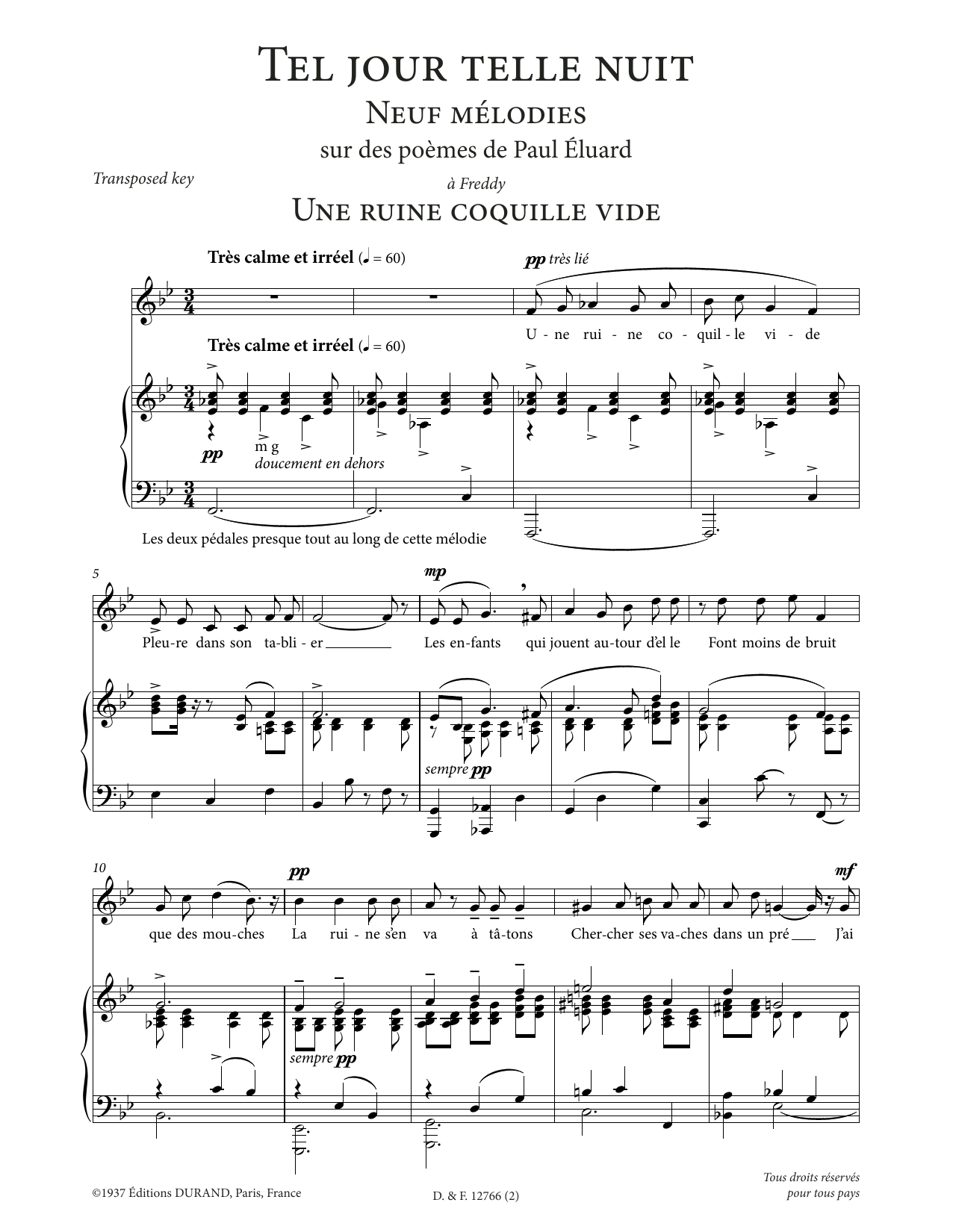 Download Francis Poulenc Une ruine coquille vide (Low Voice) Sheet Music and learn how to play Piano & Vocal PDF digital score in minutes