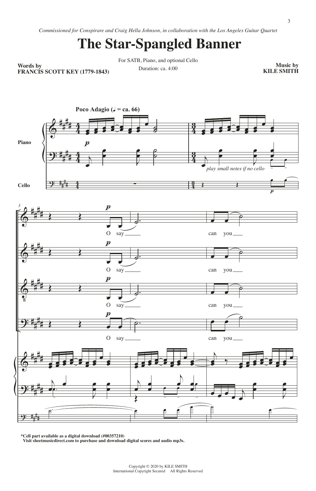 Download Francis Scott Key and Kile Smith The Star-Spangled Banner Sheet Music and learn how to play SATB Choir PDF digital score in minutes