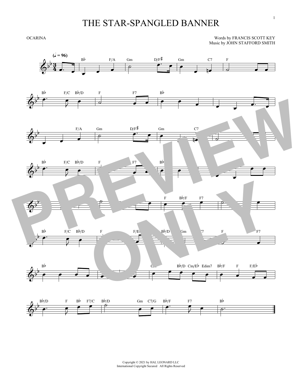Download Francis Scott Key The Star-Spangled Banner (arr. Cris Gale) Sheet Music and learn how to play Ocarina PDF digital score in minutes