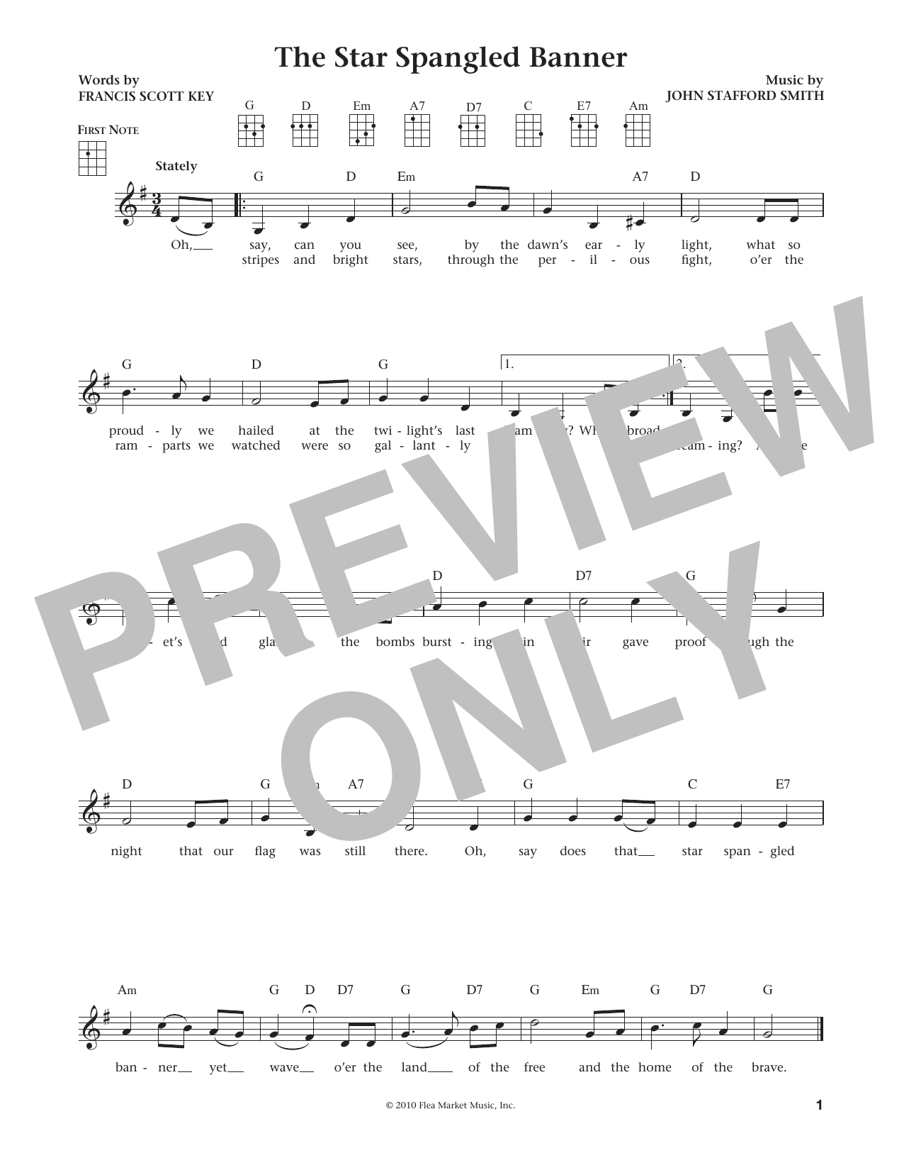 Download Francis Scott Key The Star Spangled Banner Sheet Music and learn how to play Ukulele PDF digital score in minutes