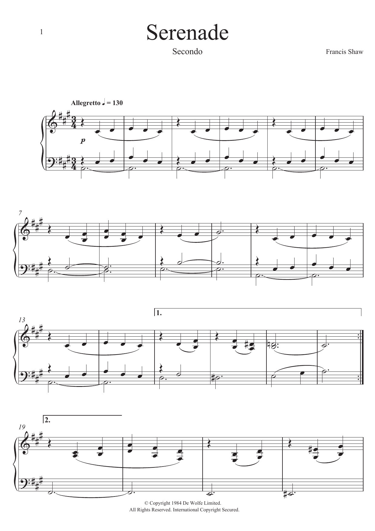 Download Francis Shaw Stately Home (Serenade) Sheet Music and learn how to play Piano Duet PDF digital score in minutes