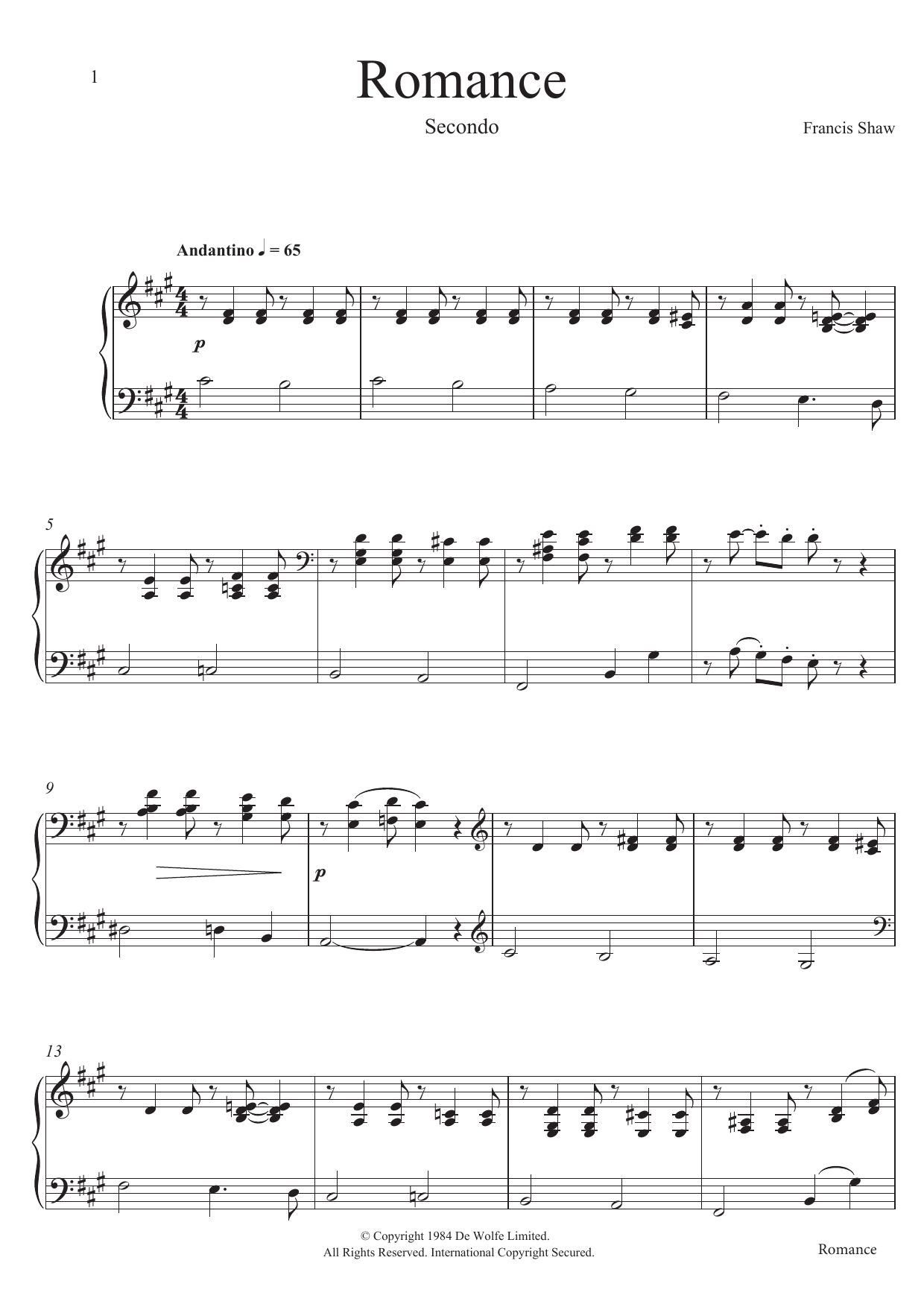 Download Francis Shaw This Green Land (Romance) Sheet Music and learn how to play Piano Duet PDF digital score in minutes