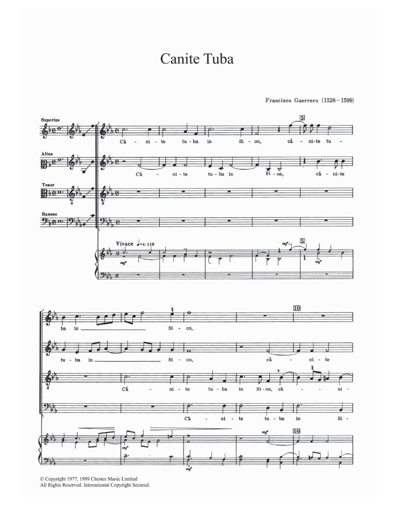 Download Francisco Guerrero Canite Tuba Sheet Music and learn how to play SATB PDF digital score in minutes