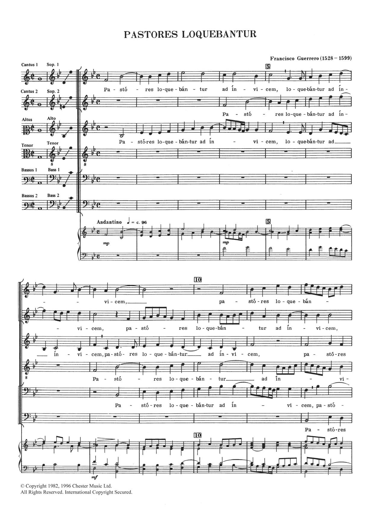 Download Francisco Guerrero Pastores Loquebantur Sheet Music and learn how to play Choral SAATB PDF digital score in minutes