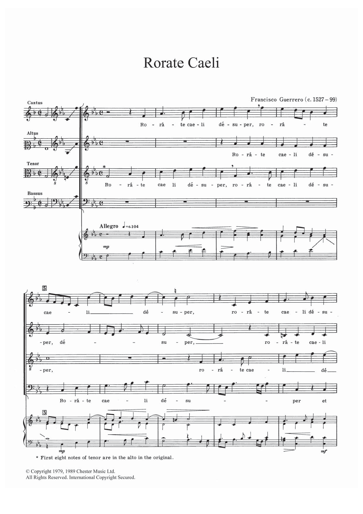 Download Francisco Guerrero Rorate Caeli Sheet Music and learn how to play SATB PDF digital score in minutes