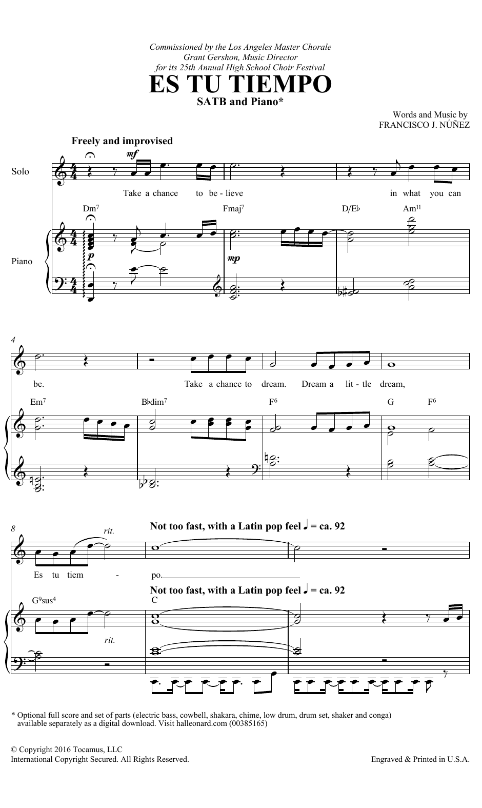 Download Francisco J. Núñez Es Tu Tiempo Sheet Music and learn how to play SATB Choir PDF digital score in minutes