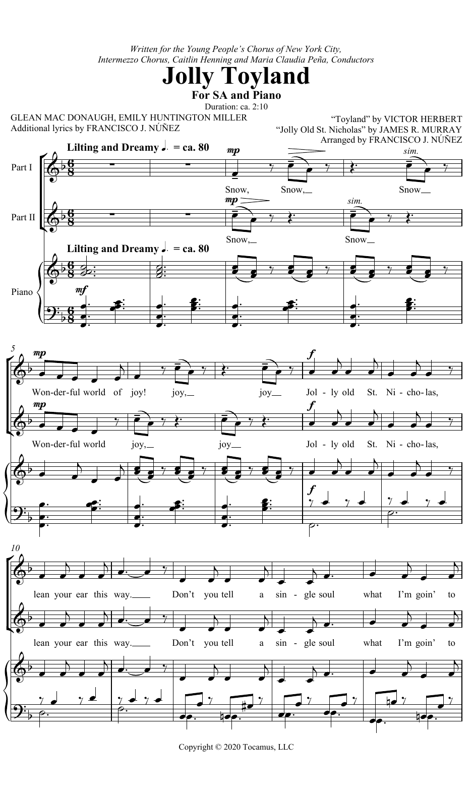 Download Francisco J. Núñez Jolly Toyland Sheet Music and learn how to play 2-Part Choir PDF digital score in minutes