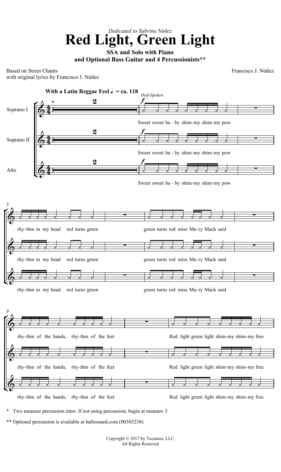 Download Francisco J. Núñez Red Light, Green Light Sheet Music and learn how to play SSA Choir PDF digital score in minutes
