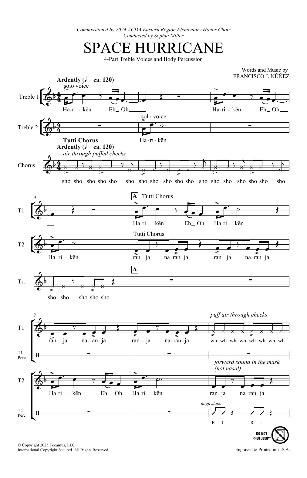 Download Francisco J. Núñez Space Hurricane Sheet Music and learn how to play Choir PDF digital score in minutes