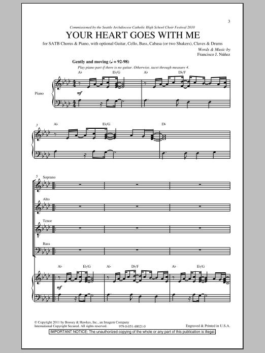 Download Francisco Nunez Your Heart Goes With Me Sheet Music and learn how to play SATB PDF digital score in minutes