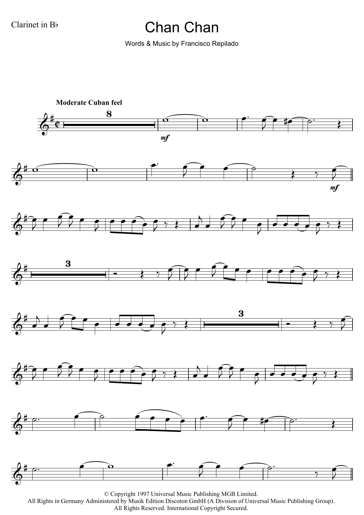Download Francisco Repilado Chan Chan Sheet Music and learn how to play Alto Saxophone PDF digital score in minutes