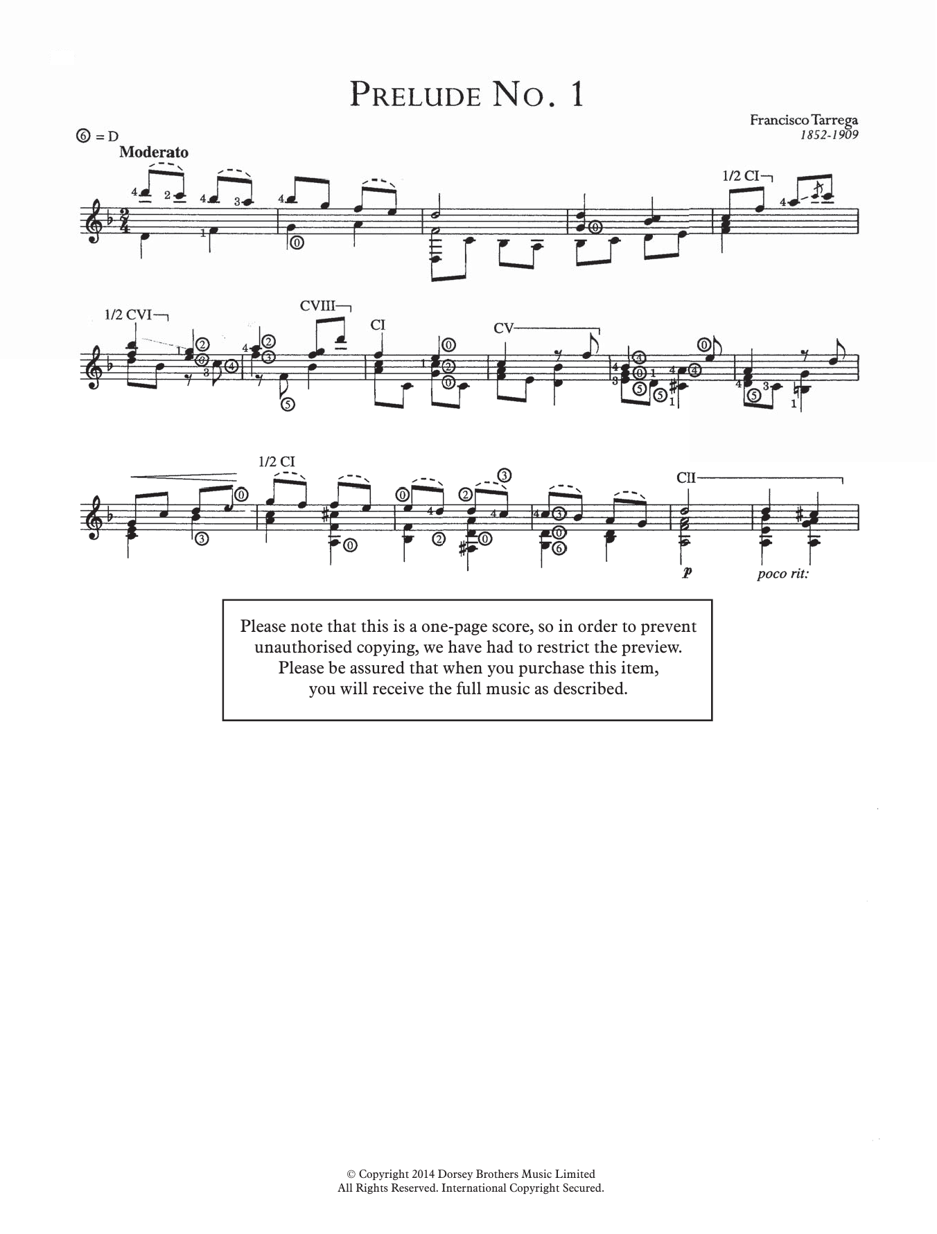 Download Francisco Tarrega Prelude No.1 Sheet Music and learn how to play Guitar PDF digital score in minutes
