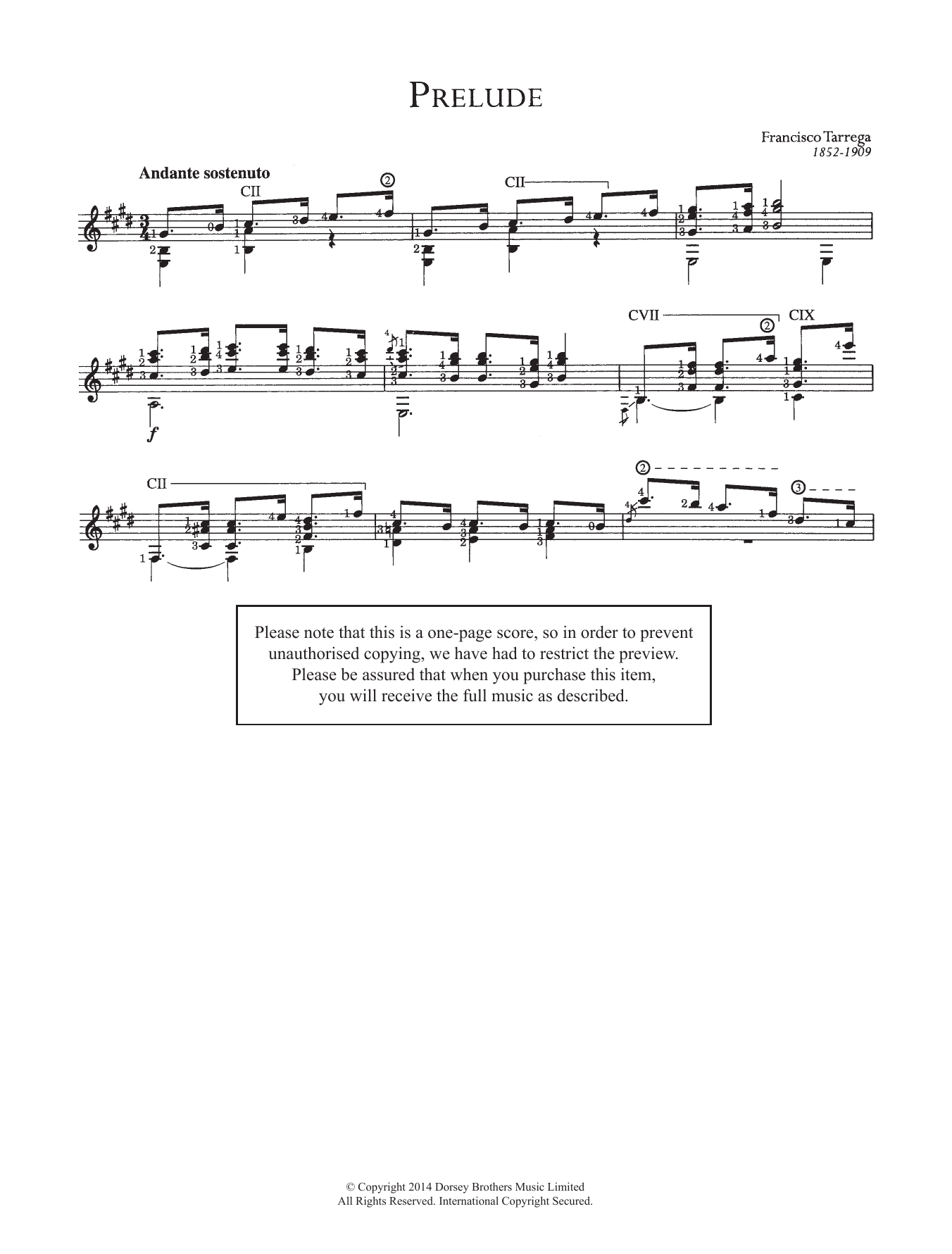 Download Francisco Tarrega Prelude Sheet Music and learn how to play Guitar PDF digital score in minutes