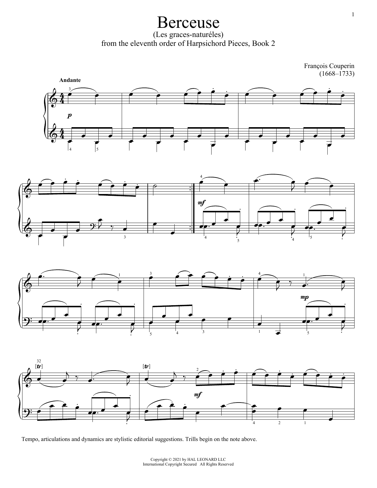 Download Francois Couperin Cradle Song Sheet Music and learn how to play Piano Solo PDF digital score in minutes