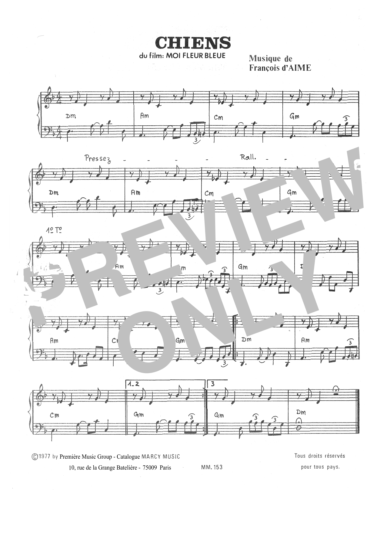 Download François d'Aime Chiens Sheet Music and learn how to play Piano Solo PDF digital score in minutes