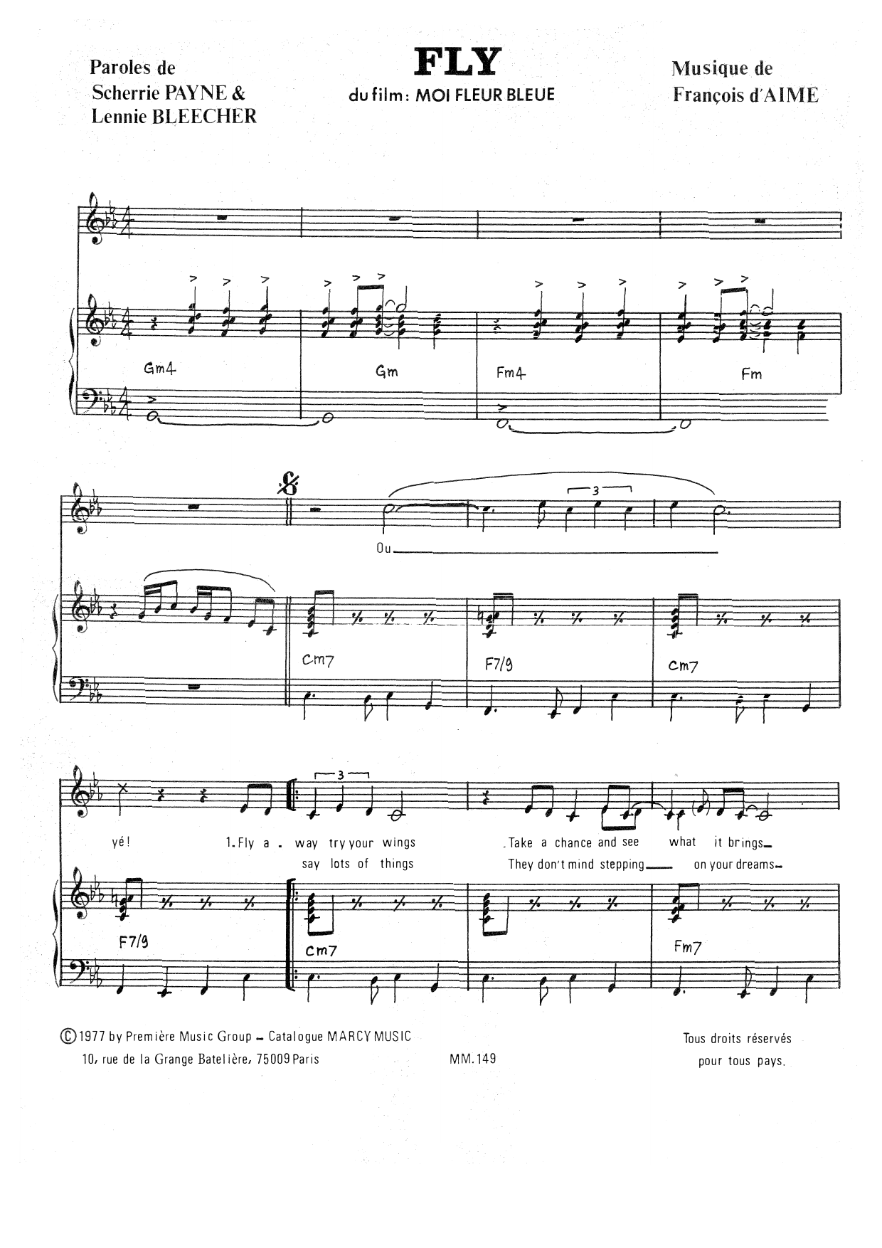 Download François d'Aime Fly Sheet Music and learn how to play Piano & Vocal PDF digital score in minutes