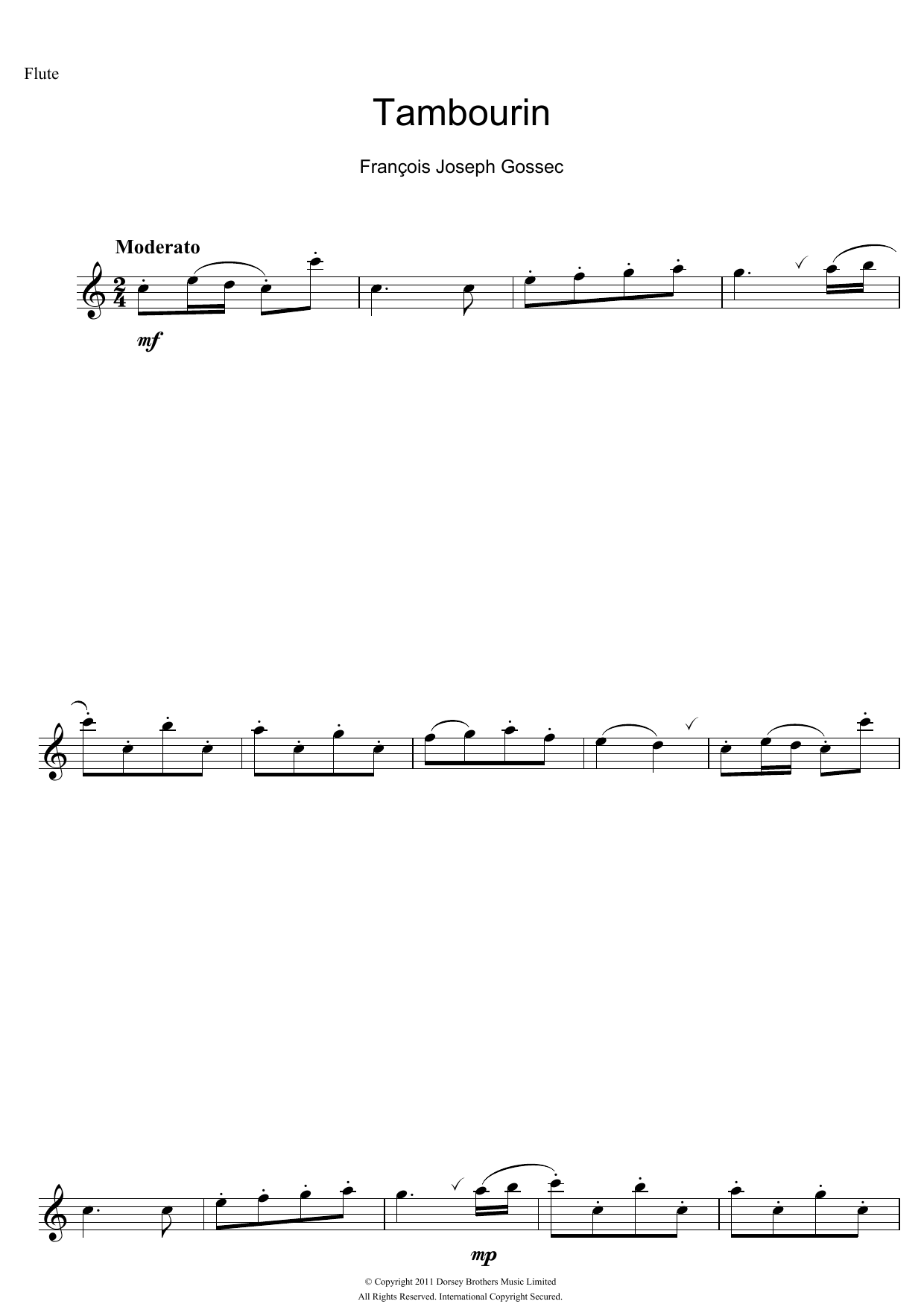 Download Francois Gossec Tambourin Sheet Music and learn how to play Saxophone PDF digital score in minutes