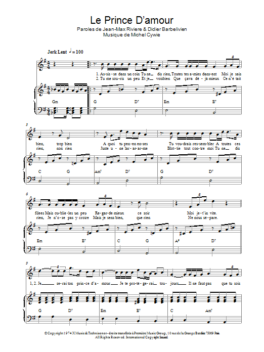 Download Francois Valery Le Prince D'amour Sheet Music and learn how to play Piano & Vocal PDF digital score in minutes