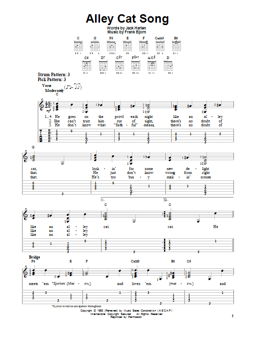 Download Frank Bjorn Alley Cat Song Sheet Music and learn how to play Lead Sheet / Fake Book PDF digital score in minutes