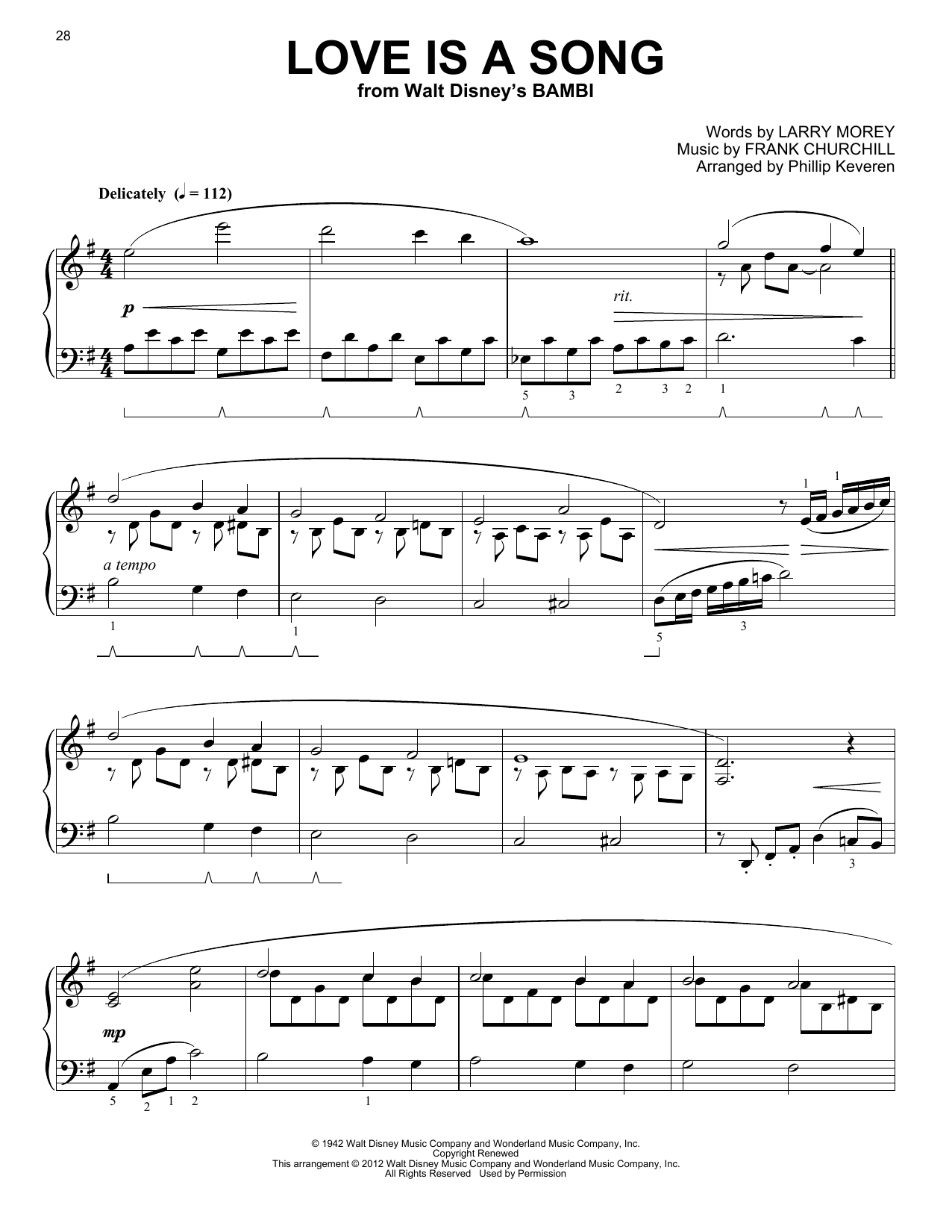 Download Frank Churchill Love Is A Song Sheet Music and learn how to play Easy Piano PDF digital score in minutes