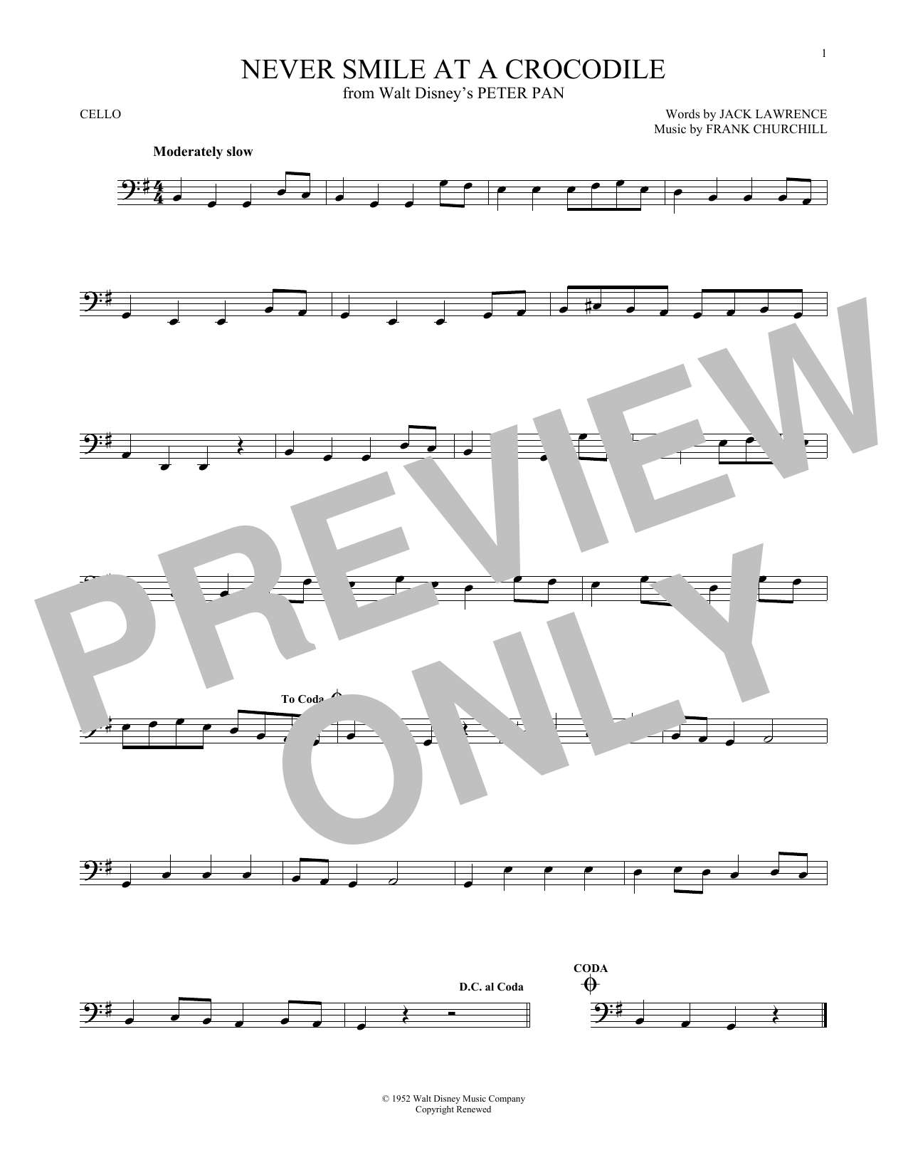 Download Frank Churchill Never Smile At A Crocodile Sheet Music and learn how to play Clarinet PDF digital score in minutes