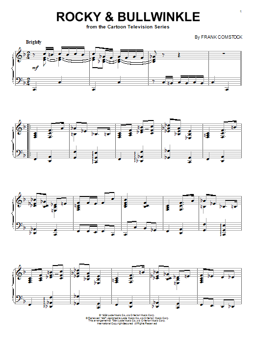 Download Frank Comstock Rocky & Bullwinkle Sheet Music and learn how to play 5-Finger Piano PDF digital score in minutes