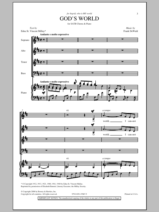 Download Frank DeWald God's World Sheet Music and learn how to play SATB PDF digital score in minutes