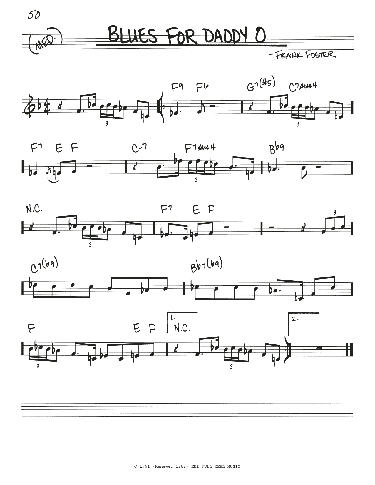 Download Frank Foster Blues For Daddy O Sheet Music and learn how to play Real Book – Melody & Chords PDF digital score in minutes
